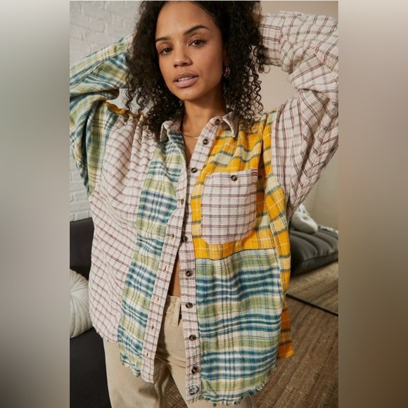 Urban Outfitters Tops - Urban Outfitters oversized flannel shirt. Patchwork flannel. Small. EUC
